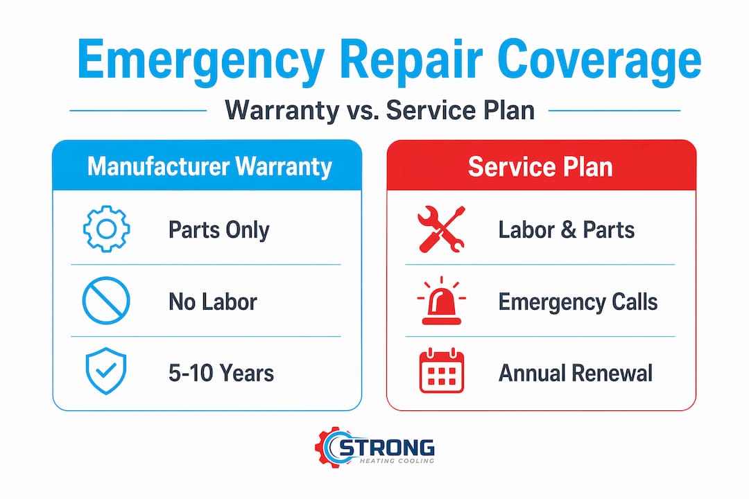 Infographic comparing manufacturer warranty and service plan