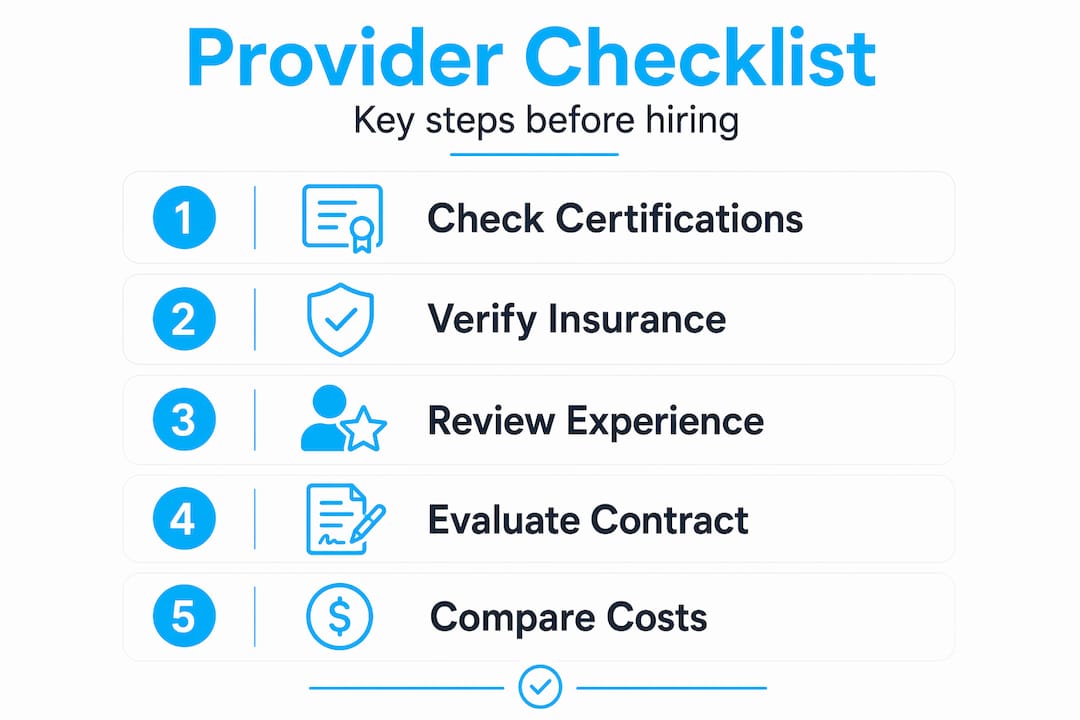 Infographic of key steps to select HVAC provider