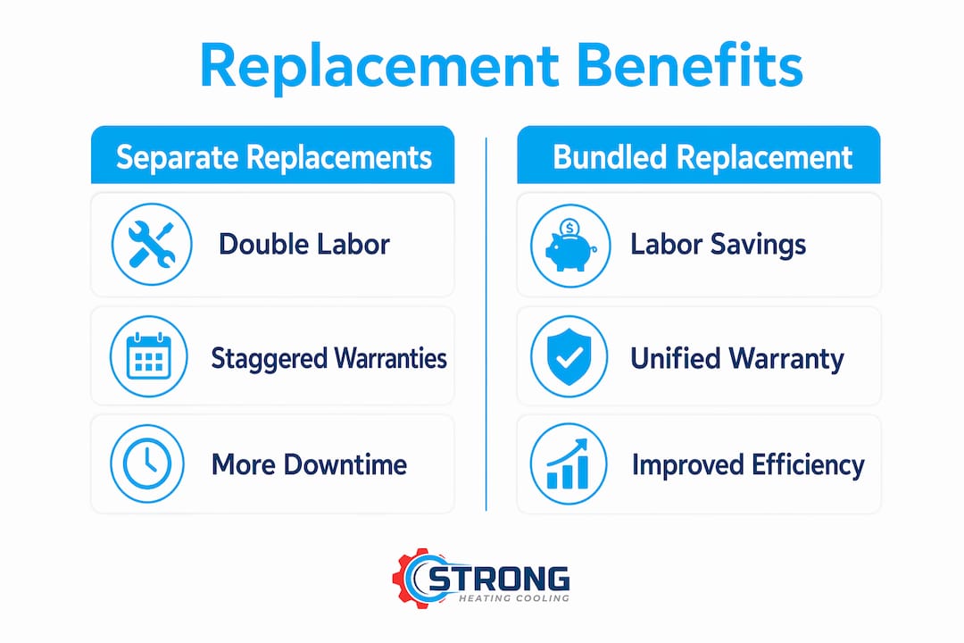 Infographic comparing bundled versus separate HVAC replacements