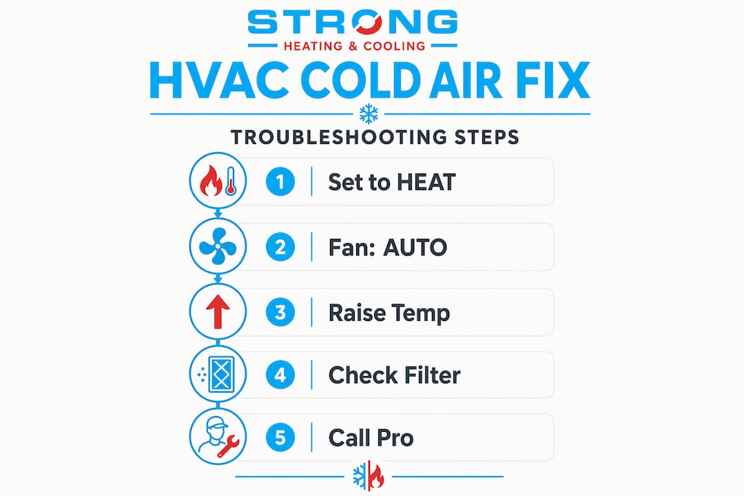 Infographic showing HVAC troubleshooting flow