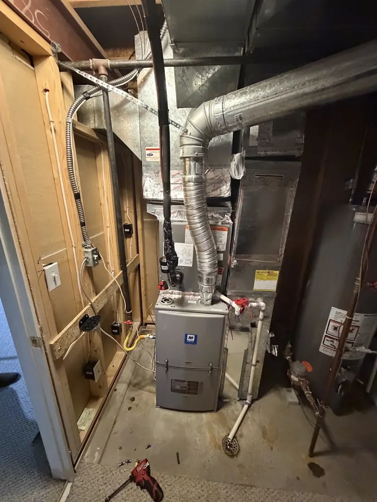 Furnace install with new venting and gas line