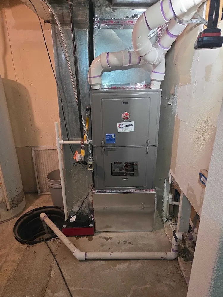 High-efficiency furnace with PVC venting and condensate line