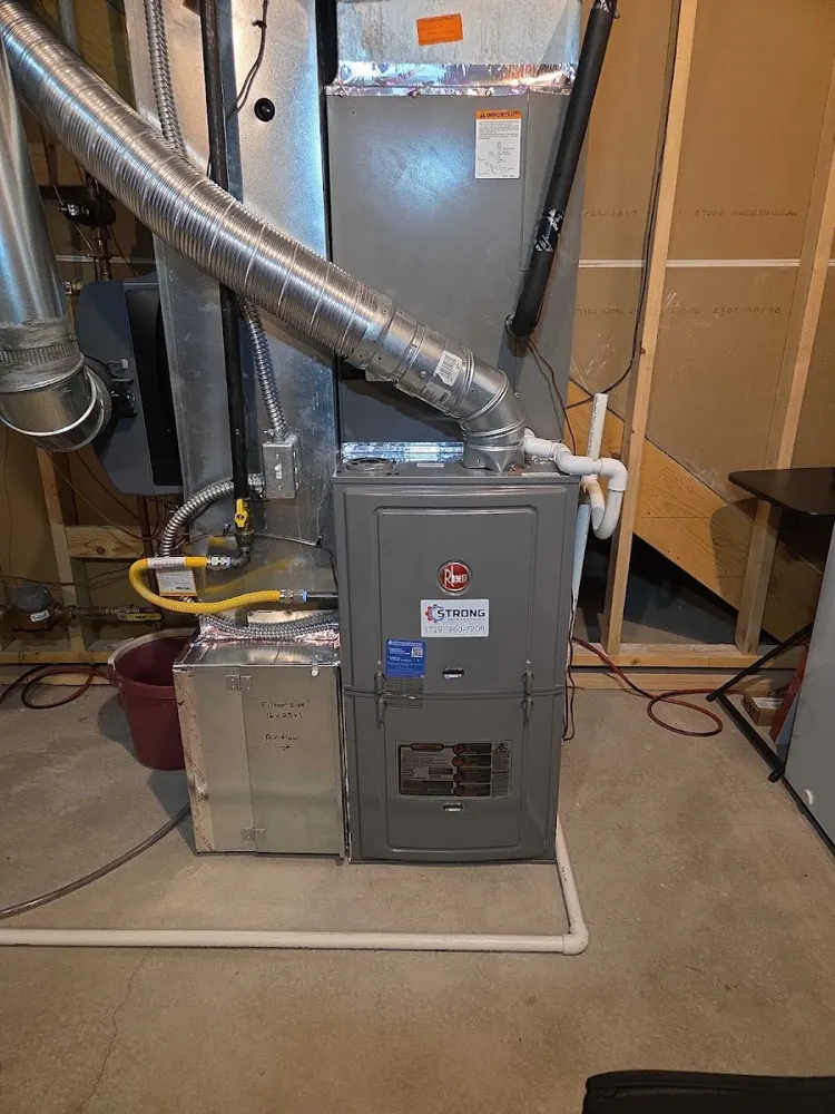 Furnace install in an unfinished basement