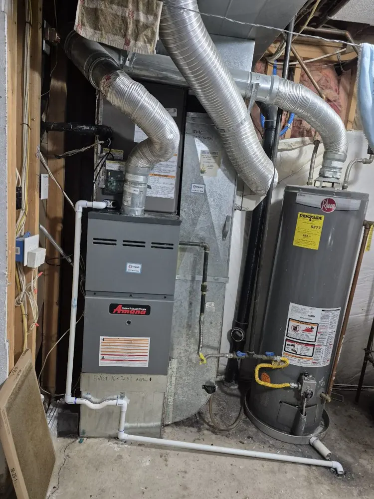 Furnace and water heater installed side by side