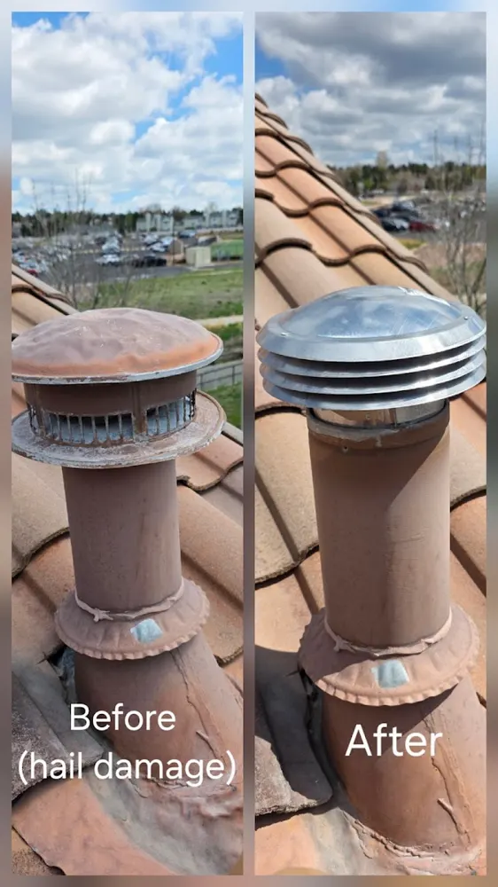 Before and after: roof vent cap replaced