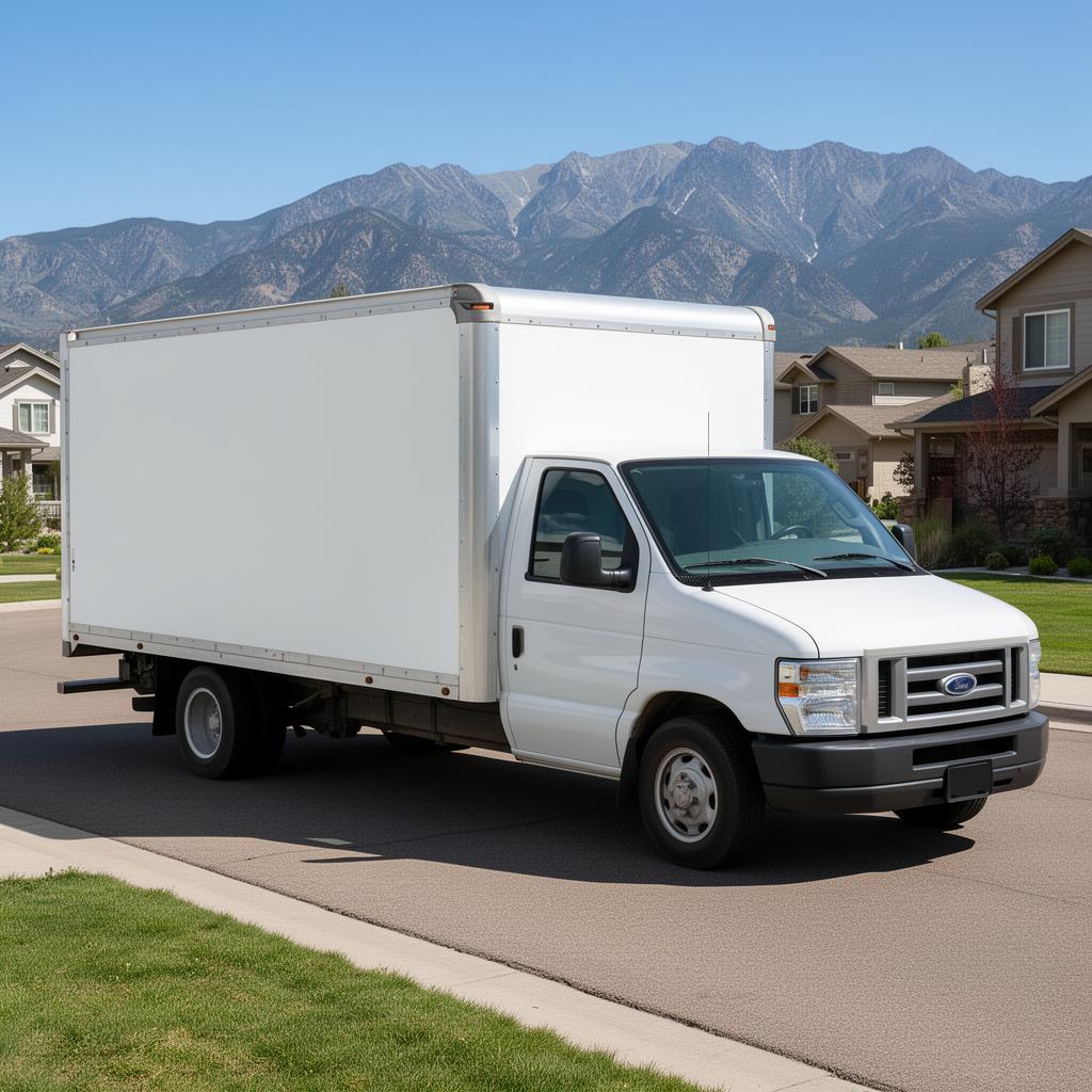 Strong Heating & Cooling service van in a Colorado Springs neighborhood