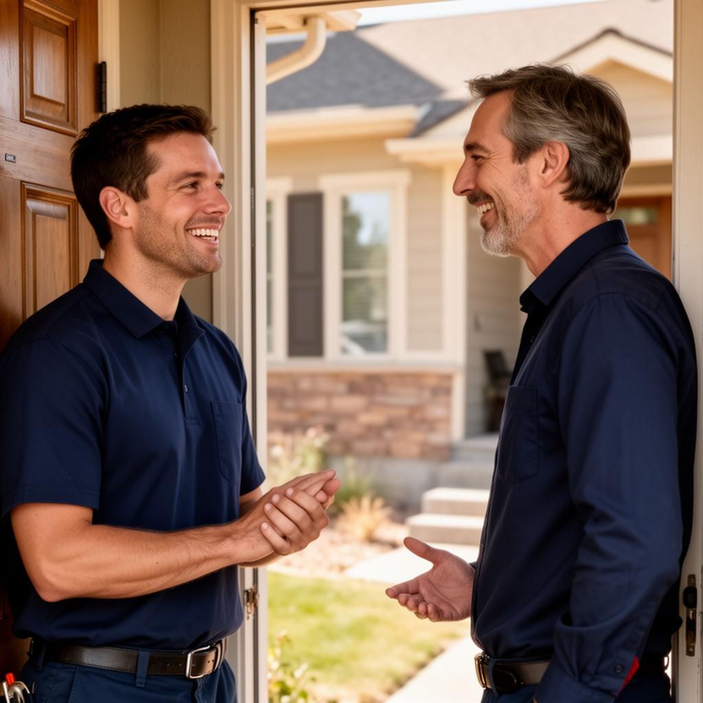 Technician with a homeowner in Colorado Springs, CO