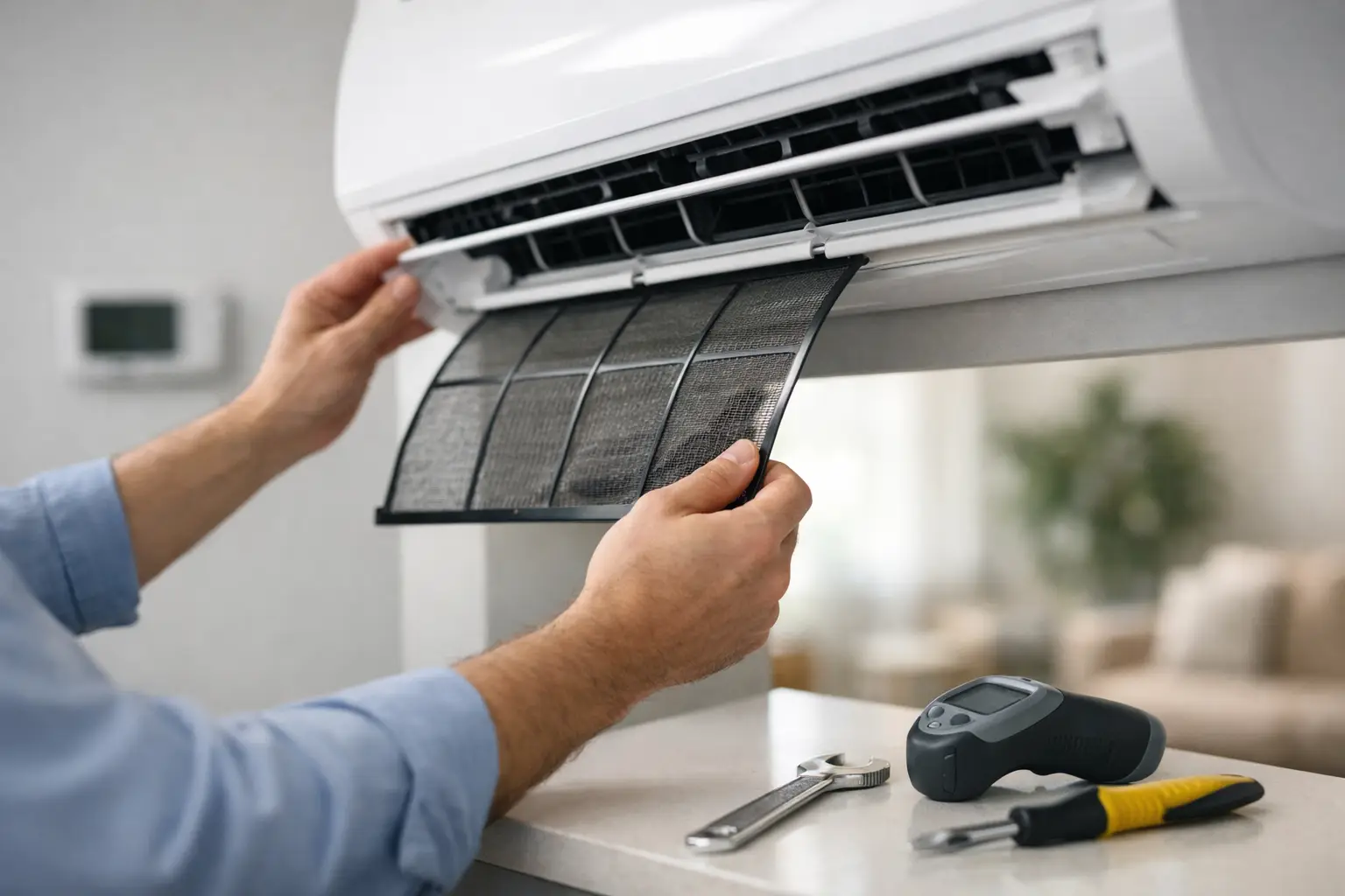 5 Things To Do Before Turning On Your Ac 2 Person Cleaning Air Conditioner Filter.