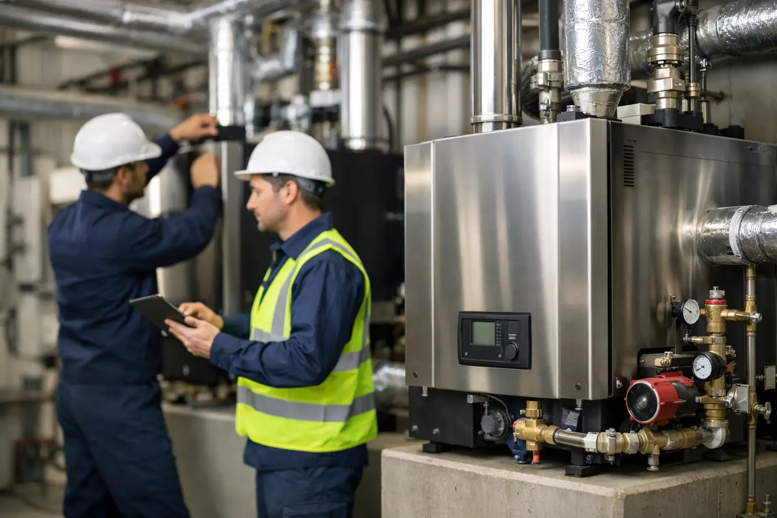 Commercial Boiler Installation Done Right 3 Technicians Working On Boiler Installation