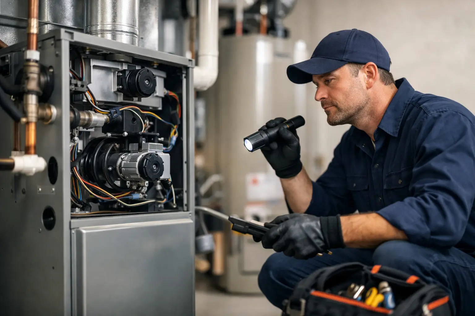 How Often Should Furnace Be Serviced? 2 Technician Inspecting A Furnace System.