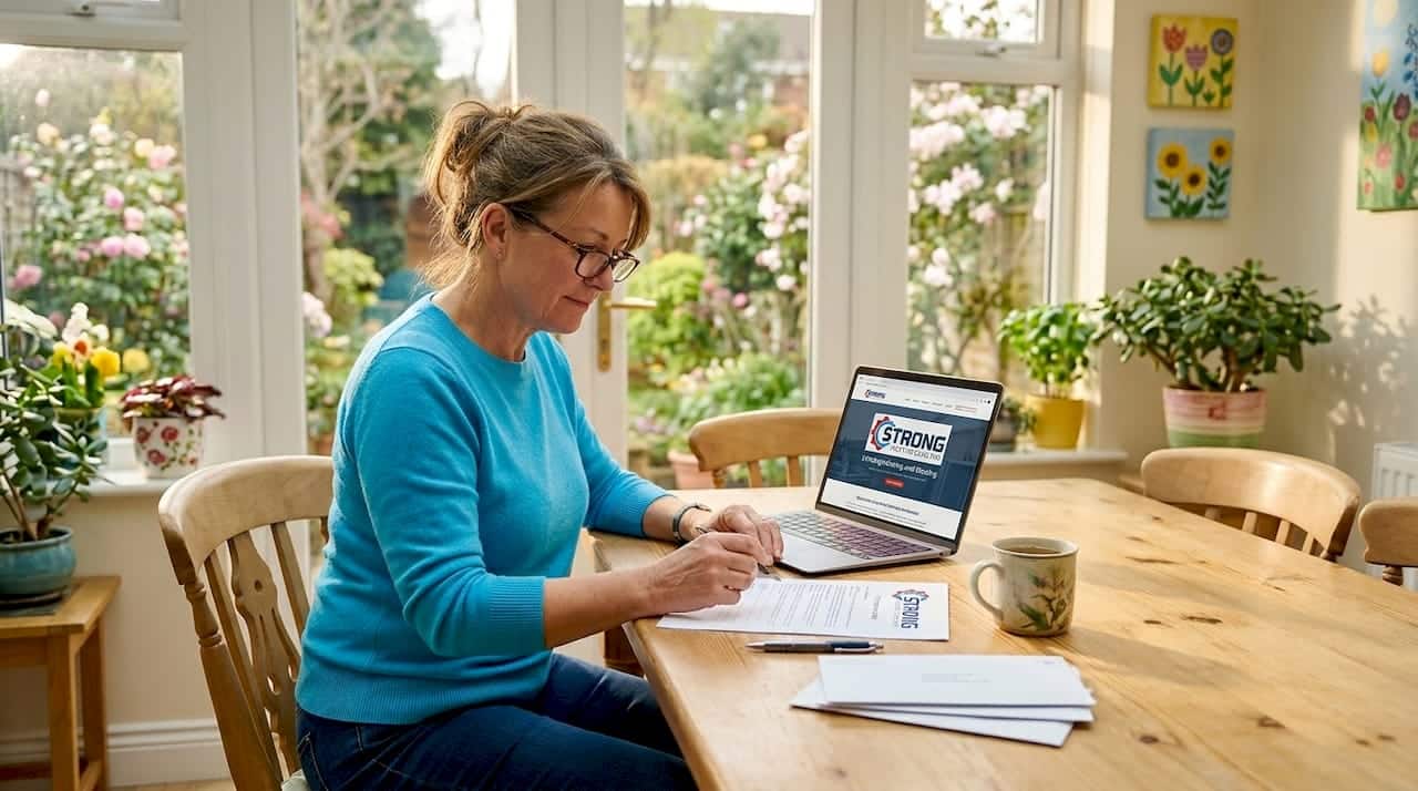 Homeowner Reading Hvac Contract At Kitchen Table